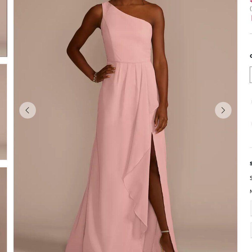 David's Bridal One Shoulder Chiffon Dress